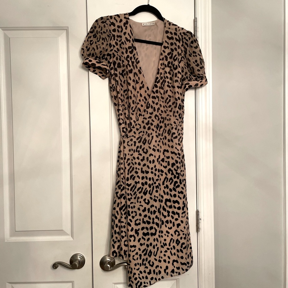 Alice + Olivia Rosette Wrap Animal Cocktail Dress